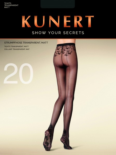 Kunert Show Your Secrets - Elegant back seam tights with floral pattern Secret Trace