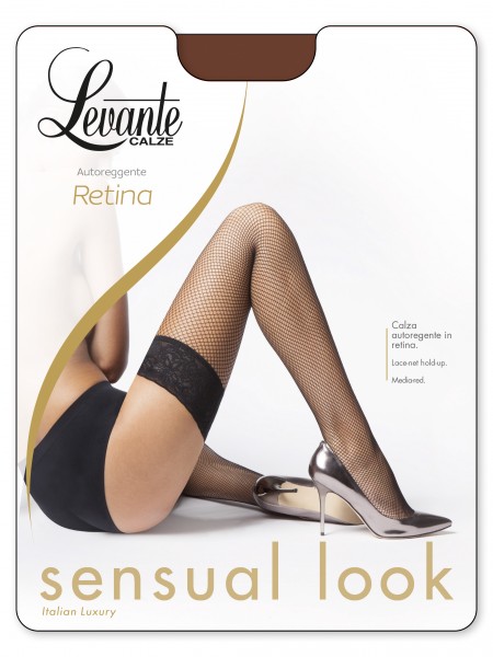 Levante Retina 20 - Fishnet hold ups with floral pattern lace top