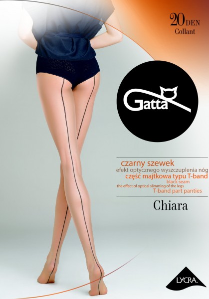 Gatta Chiara 05 - Sheer nude tights with black backseam tights