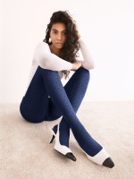 Pretty Polly - Glossy semi-opaque tights in a calming blue with tiny dots