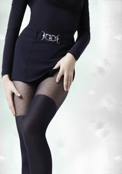 Annes - 60 denier mock over the knee tights with fishnet effect
