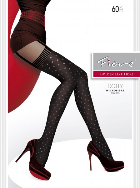Fiore - Stylish mock suspender tights with dot pattern Dotty 60 DEN