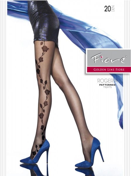 Fiore - Elegant floral pattern tights Rogeria 20 DEN