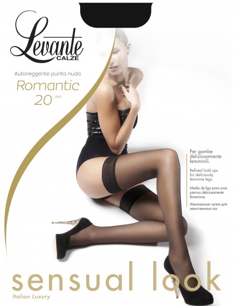 Levante Romantic 20 - Silky matt, sheer hold ups with lace top