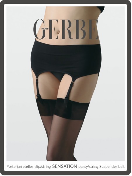 Gerbe - Satiny suspender belt with built in string Sensation