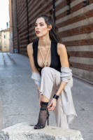 Omero - Stylish openwork ankle socks with vertical stripes