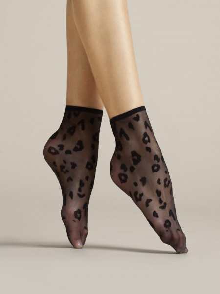 Fiore - 8 denier animal print ankle socks