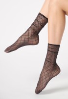 Oroblu - Delicate, cuffless long socks featuring a Lurex diamond pattern in fishnet look