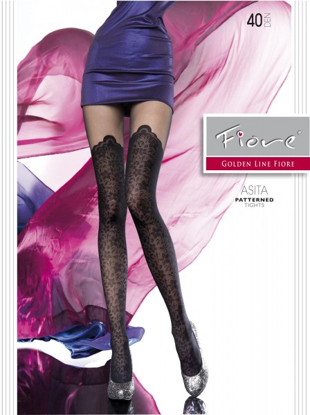 Fiore - Stylish patterned mock over the knee tights Asita 40 DEN