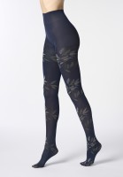 Oroblu - Opaque tights with a beautiful two-tone floral pattern in autumn colors