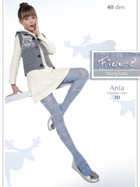 Fiore - Trendy childrens tights with norwegian pattern Ania 40 denier