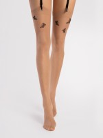 Fiore - Elegant Sheer Stockings with Butterfly Pattern and Flat Top