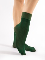 Fiore - 40 denier eye-catching socks with a copper-coloured lurex yarn welt and a subtle striped des