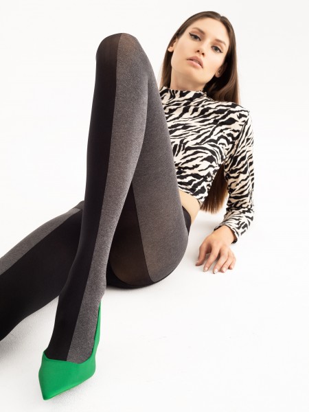 Fiore - Opaque two-tone tights with a marled look