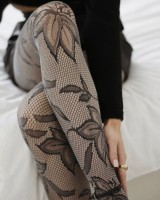 Gabriella - Elegant Flower Pattern Fishnet Tights